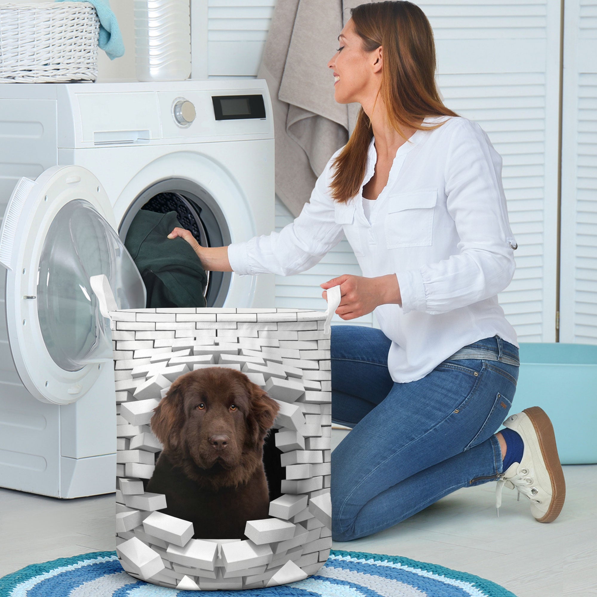 Newfoundland - In The Hole Of Wall Pattern Laundry Basket