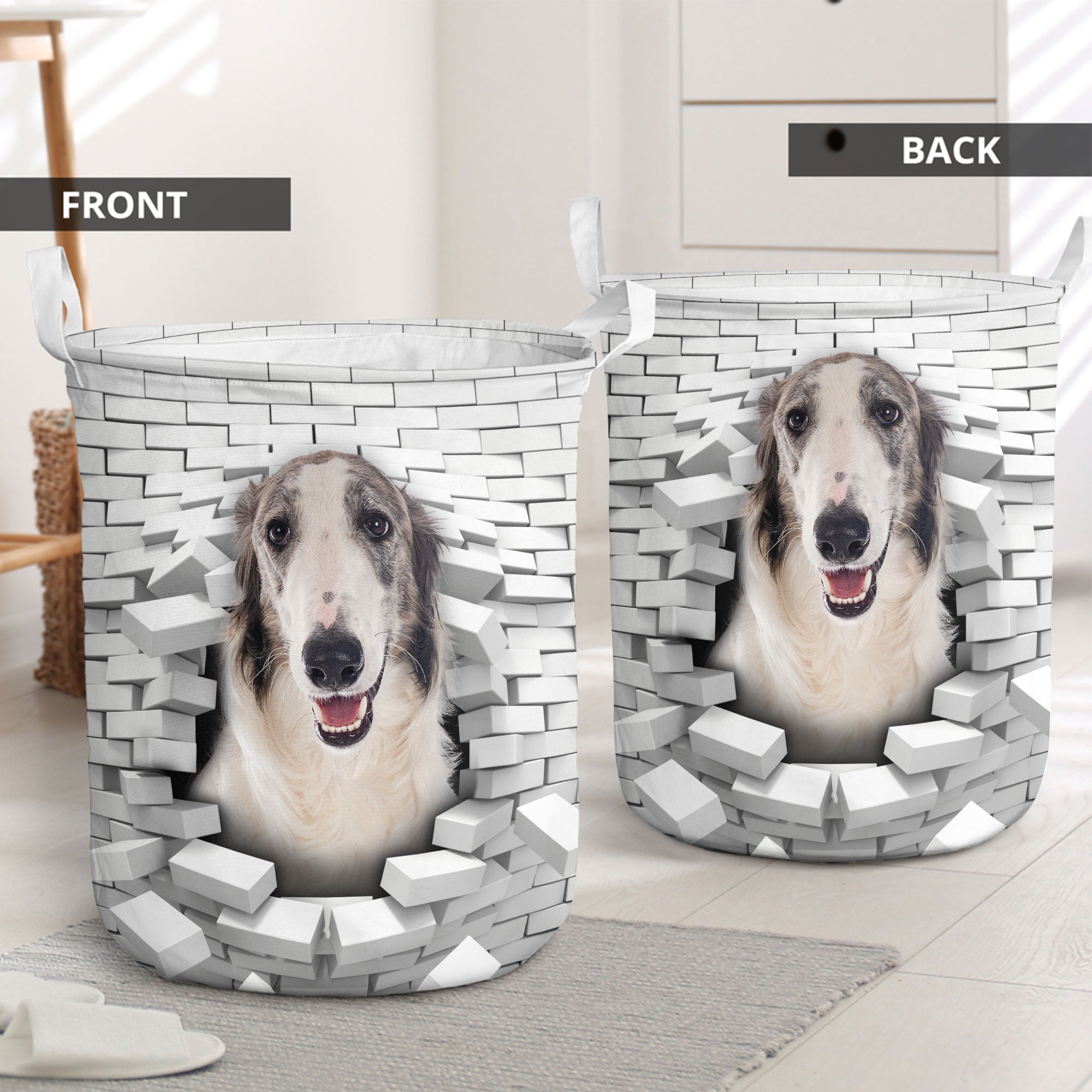 Borzoi - In The Hole Of Wall Pattern Laundry Basket