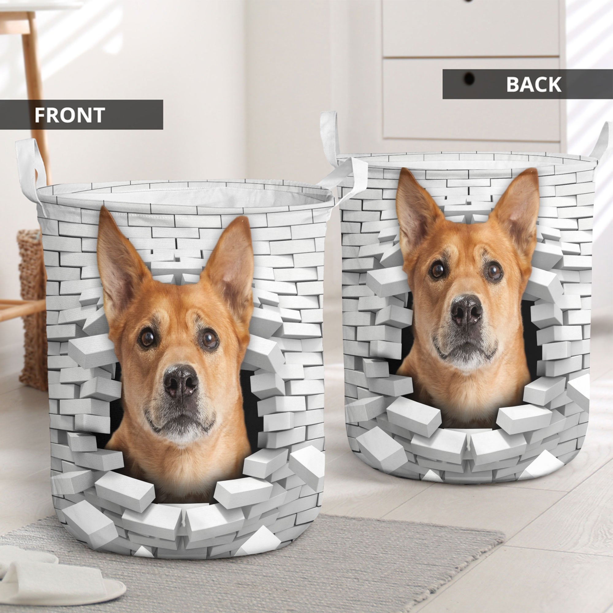 Carolina Dog - In The Hole Of Wall Pattern Laundry Basket
