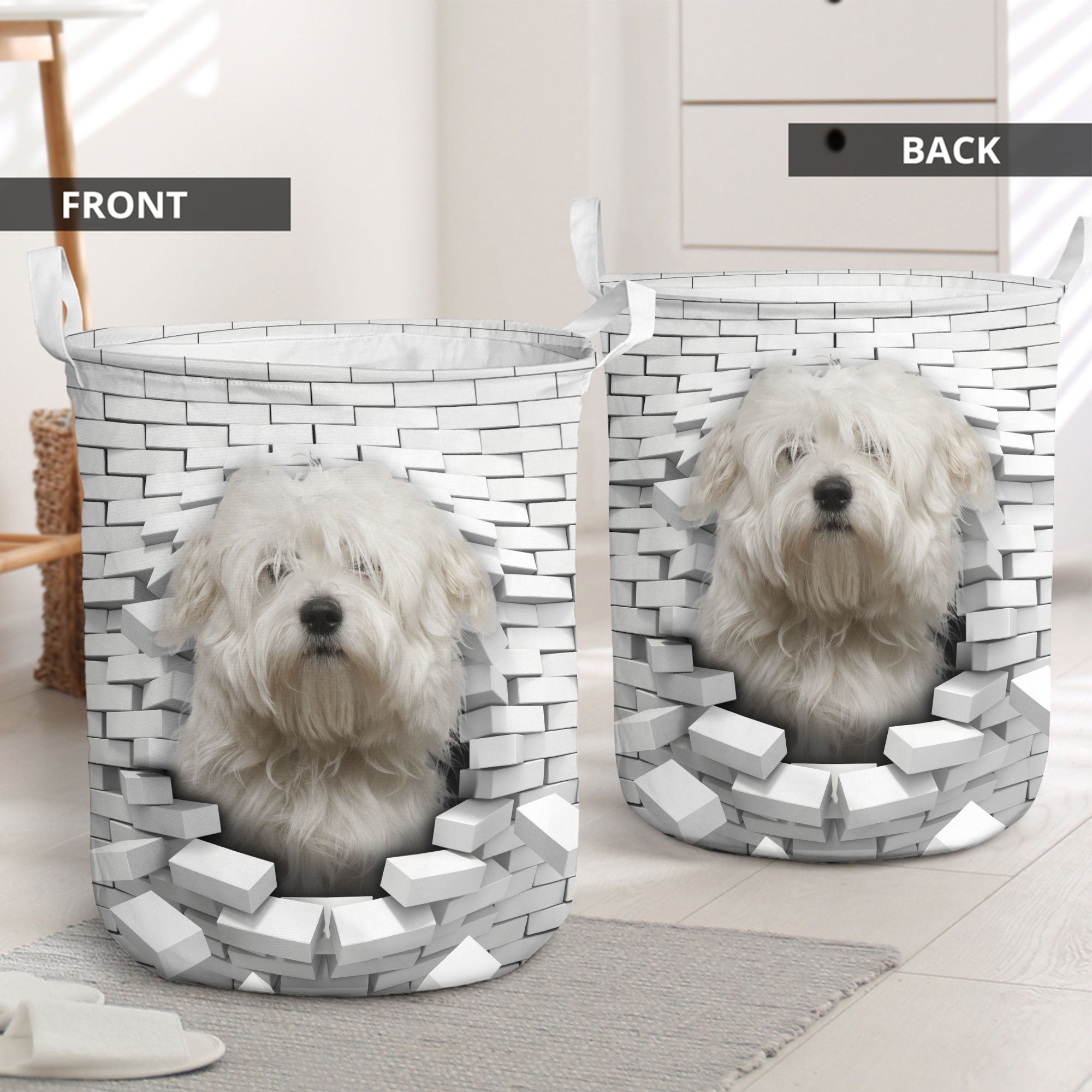 Coton de Tulear - In The Hole Of Wall Pattern Laundry Basket