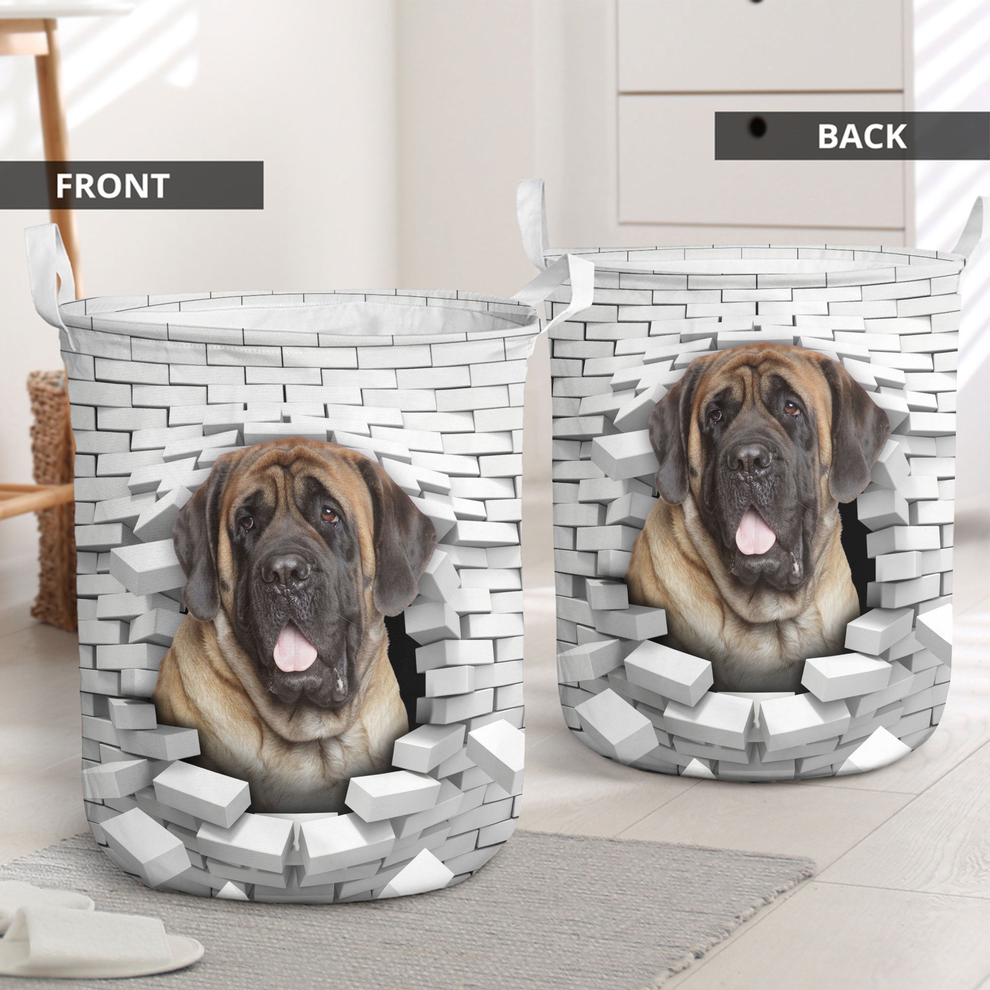 English Mastiff - In The Hole Of Wall Pattern Laundry Basket