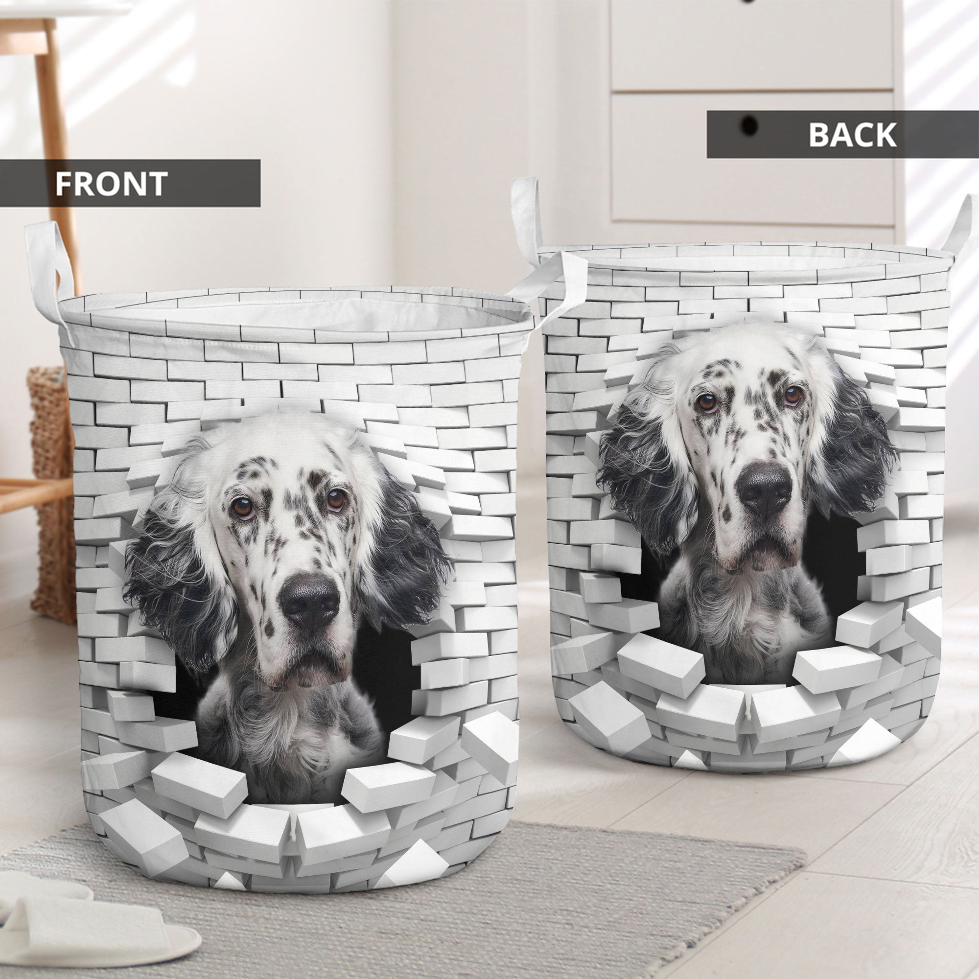 English Setter - In The Hole Of Wall Pattern Laundry Basket