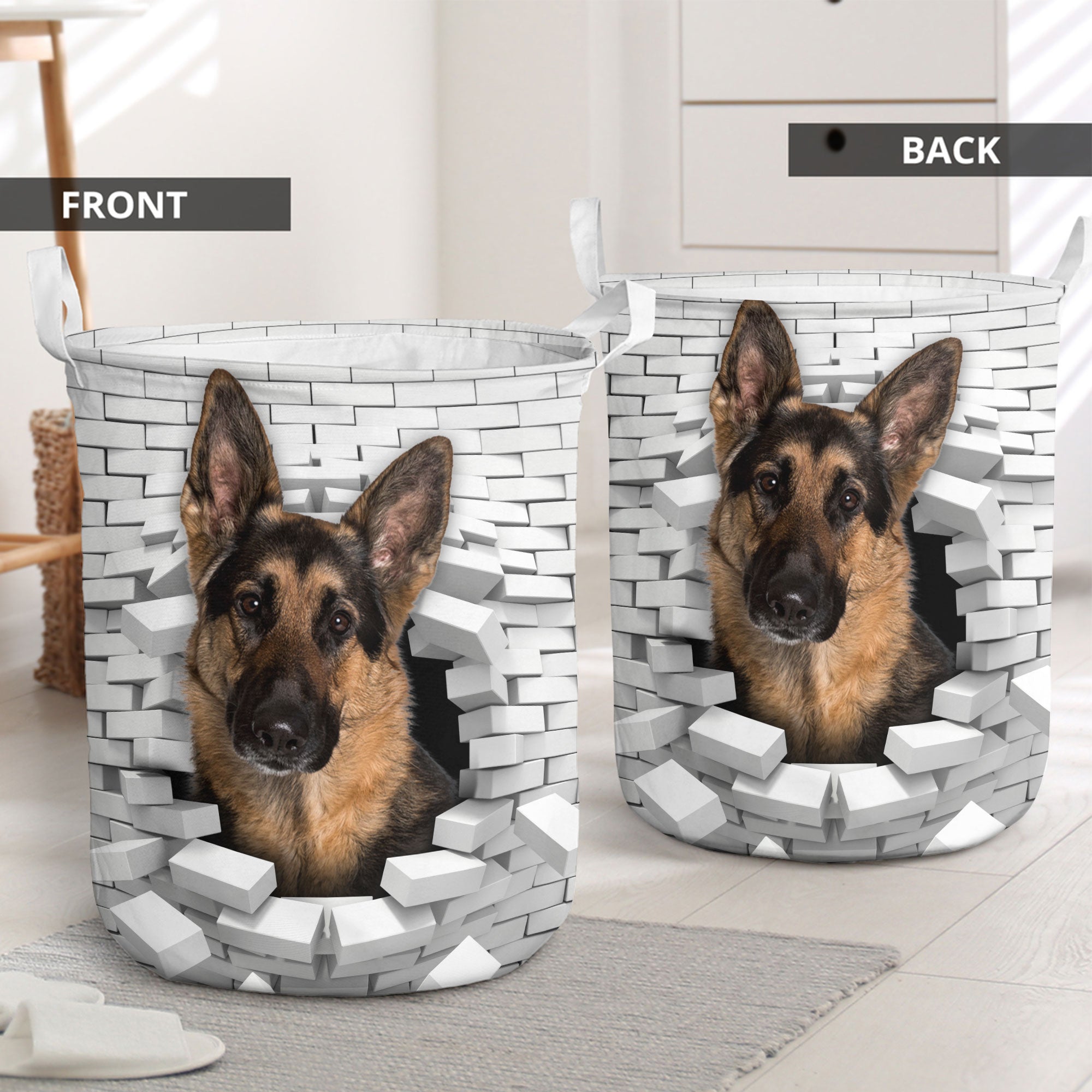 German Shepherd Dog - In The Hole Of Wall Pattern Laundry Basket