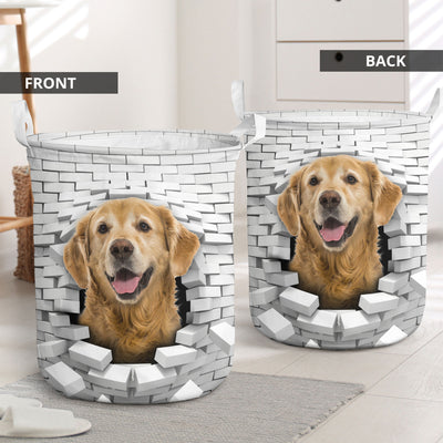 A. Custom Dog Photo - In The Hole Of Wall Pattern Laundry Basket