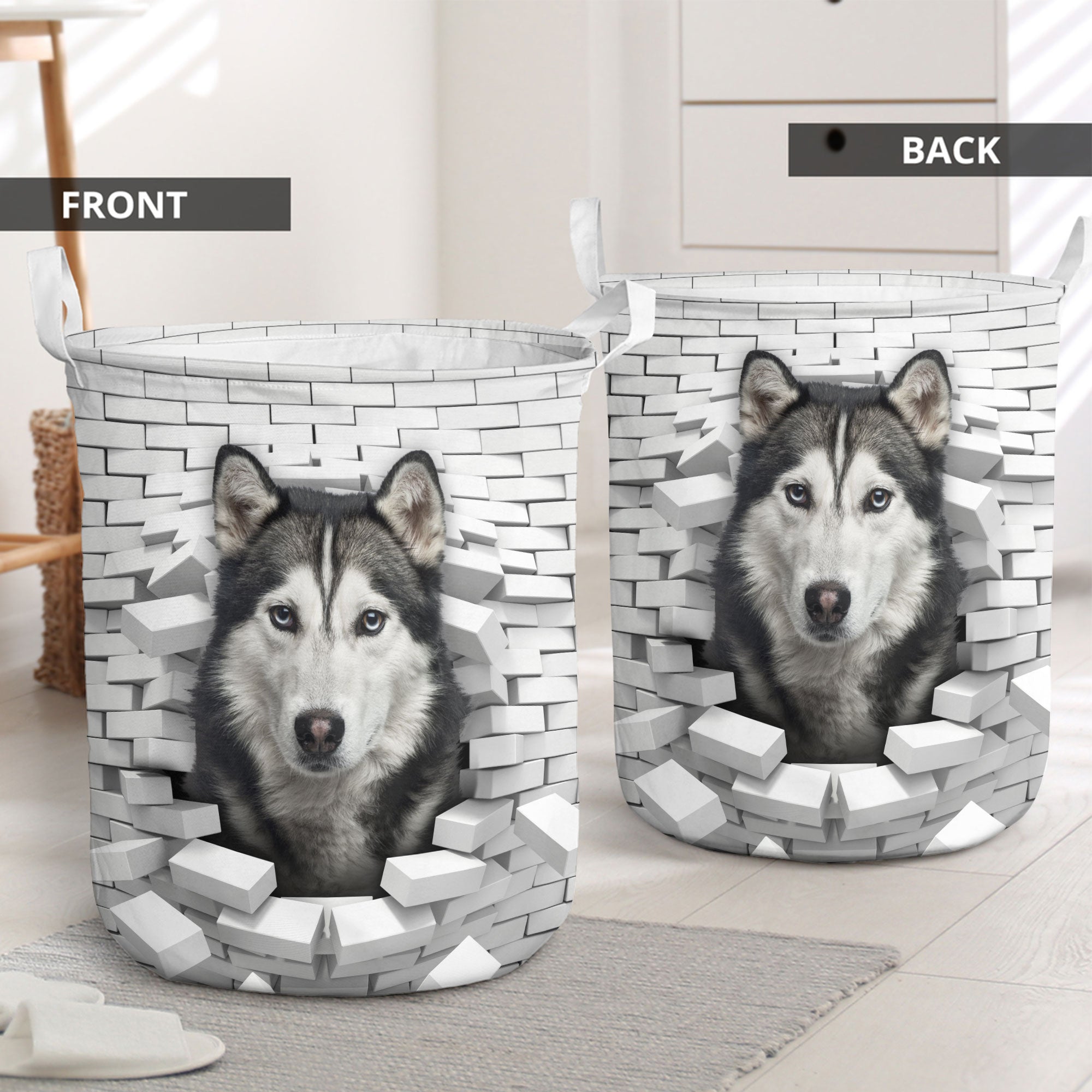 Husky - In The Hole Of Wall Pattern Laundry Basket
