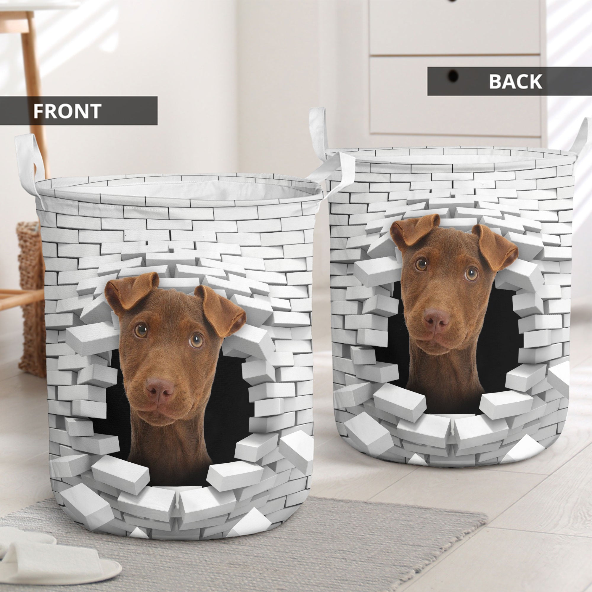 Patterdale Terrier - In The Hole Of Wall Pattern Laundry Basket