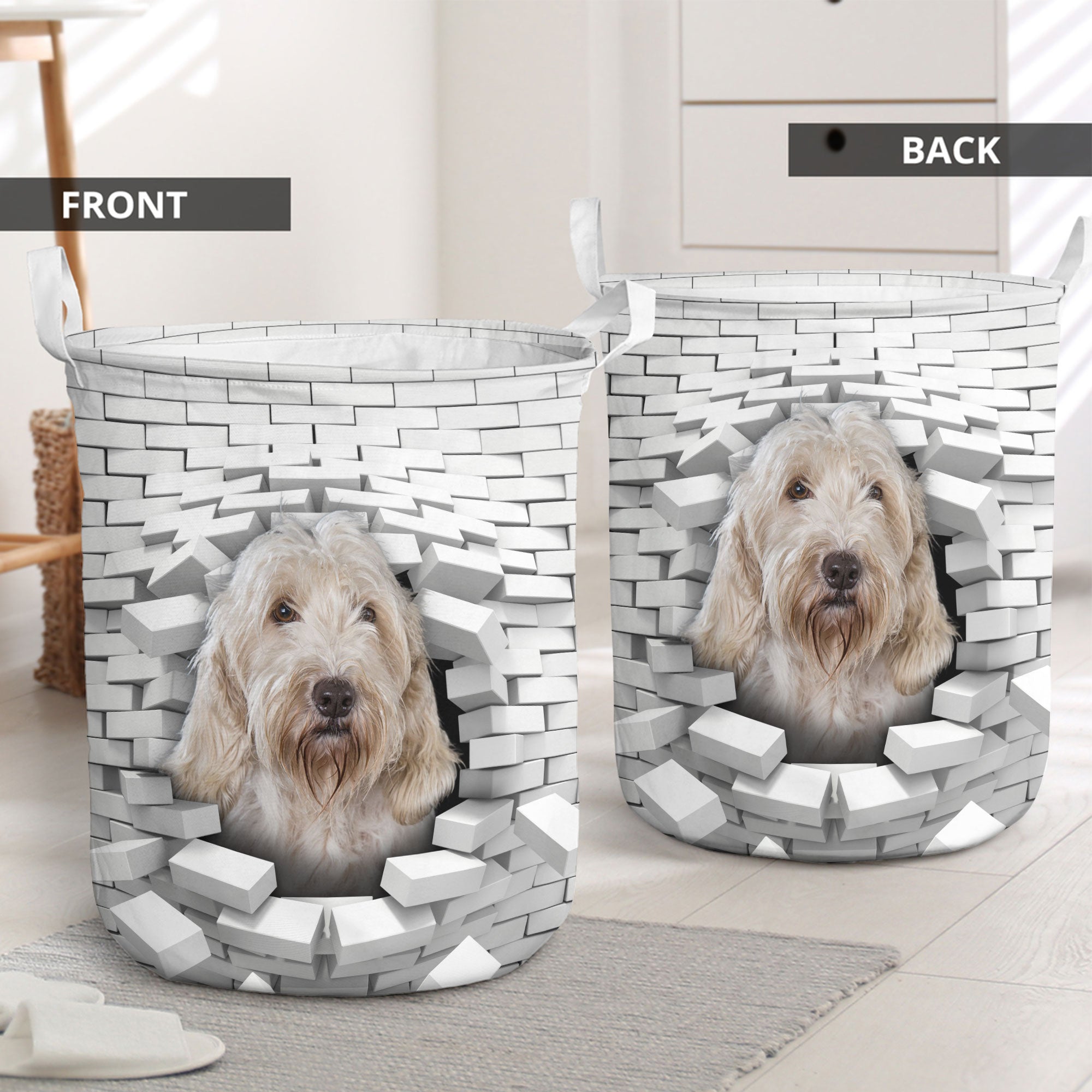 Petit Basset Griffon Vendéen - In The Hole Of Wall Pattern Laundry Basket