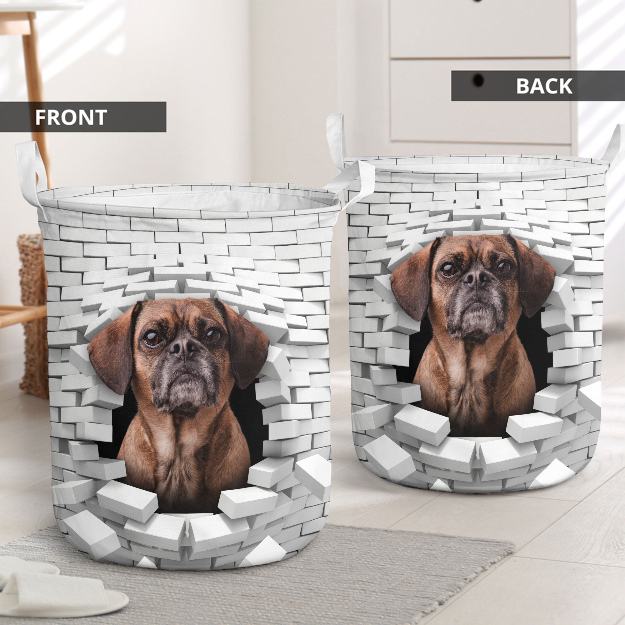 Puggle - In The Hole Of Wall Pattern Laundry Basket