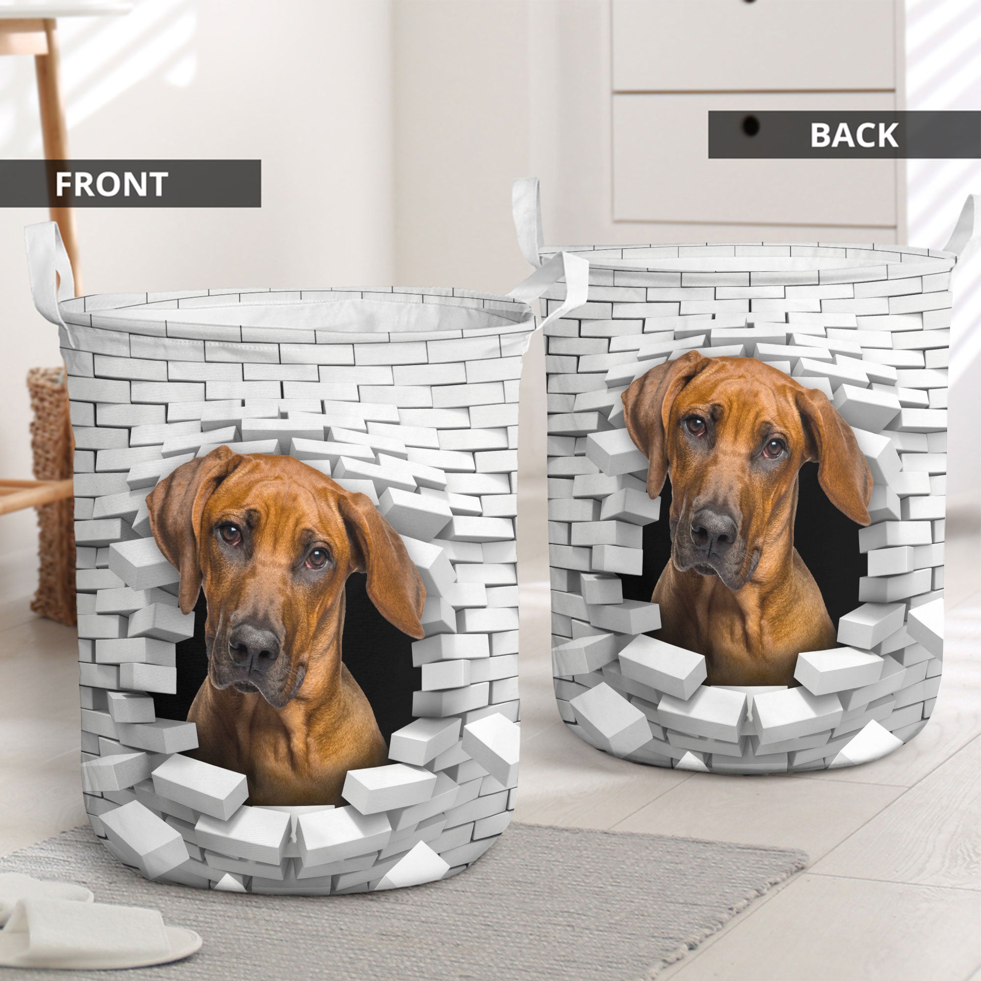 Rhodesian Ridgeback - In The Hole Of Wall Pattern Laundry Basket