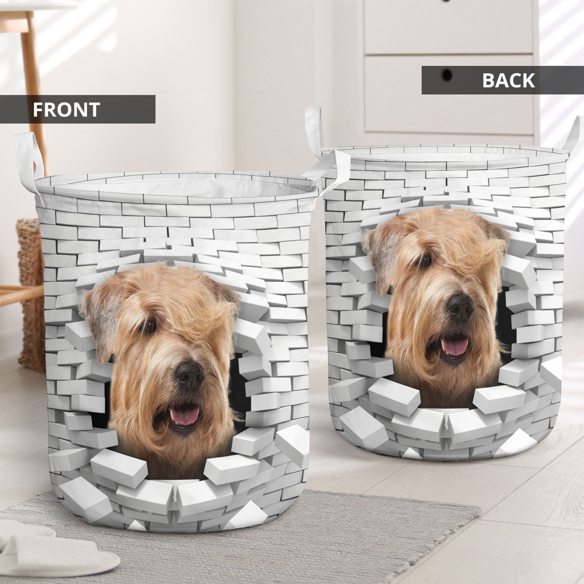 Soft-coated Wheaten Terrier - In The Hole Of Wall Pattern Laundry Basket