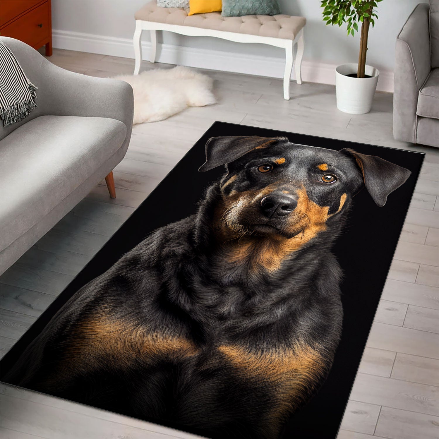Beauceron 2 3D Portrait Area Rug