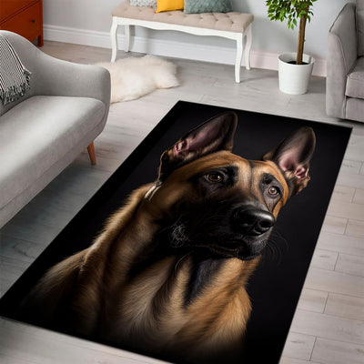 Belgain Malinois 3D Portrait Area Rug