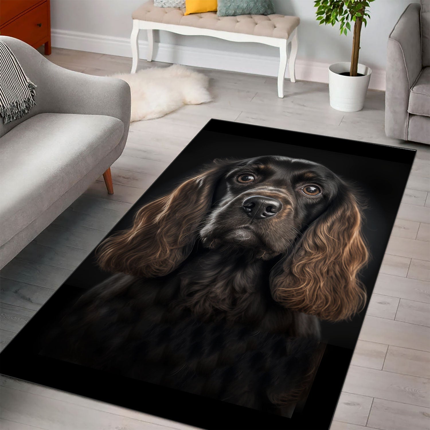 Cocker Spaniel 3D Portrait Area Rug