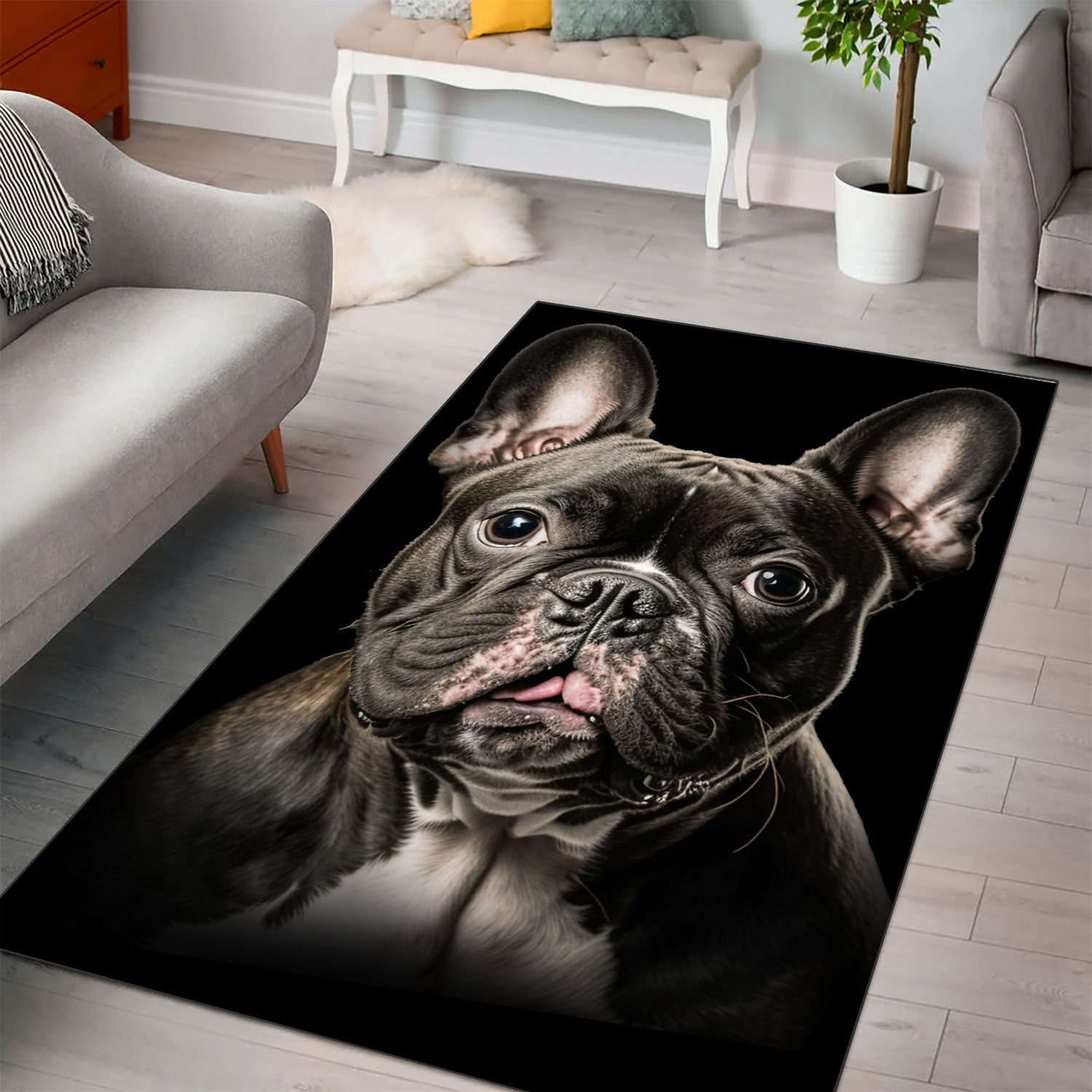 French Bulldog 3D Portrait Area Rug