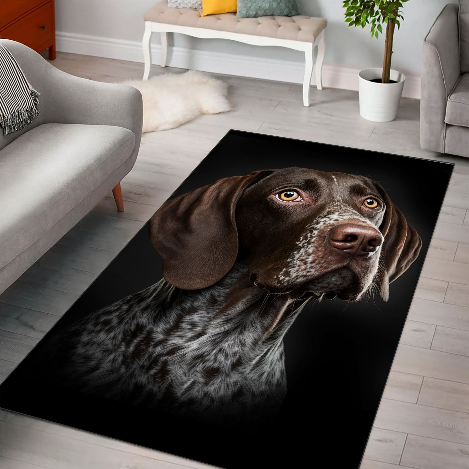 German Shorthaired Pointer 3D Portrait Area Rug