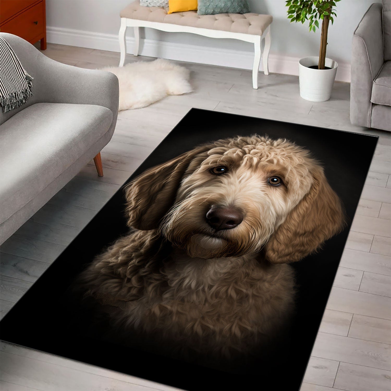 Goldendoodle 3D Portrait Area Rug