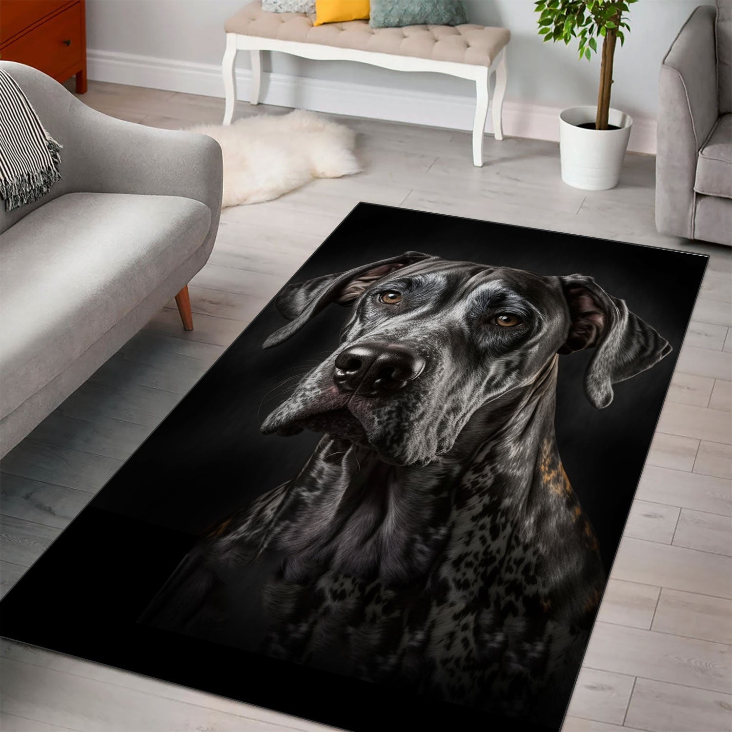 Great Dane 3D Portrait Area Rug