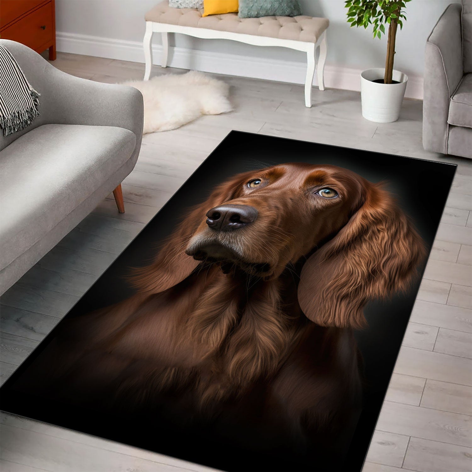 Irish Setter 3D Portrait Area Rug