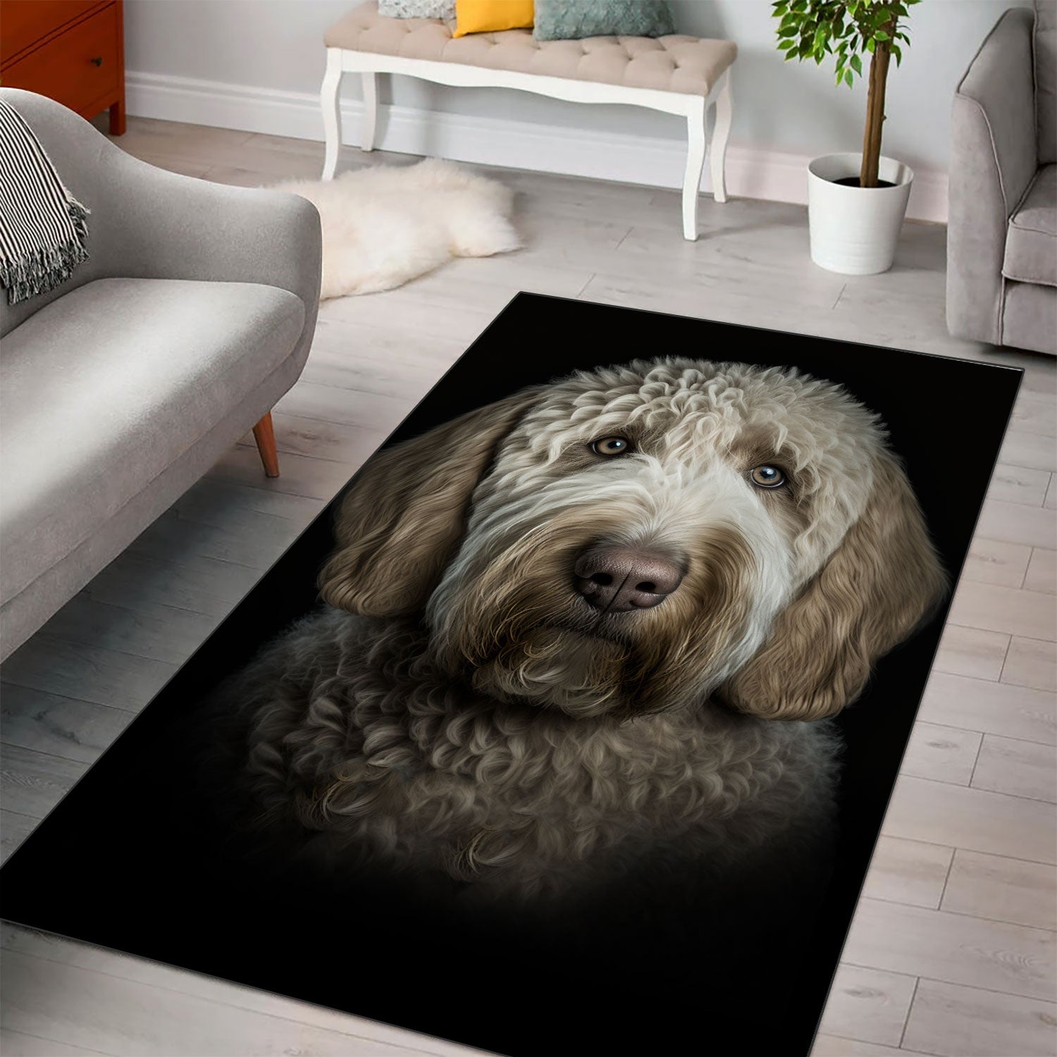 Labradoodle 3D Portrait Area Rug