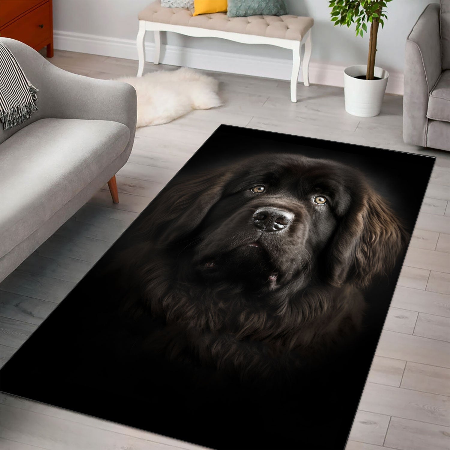 Newfoundland 3D Portrait Area Rug