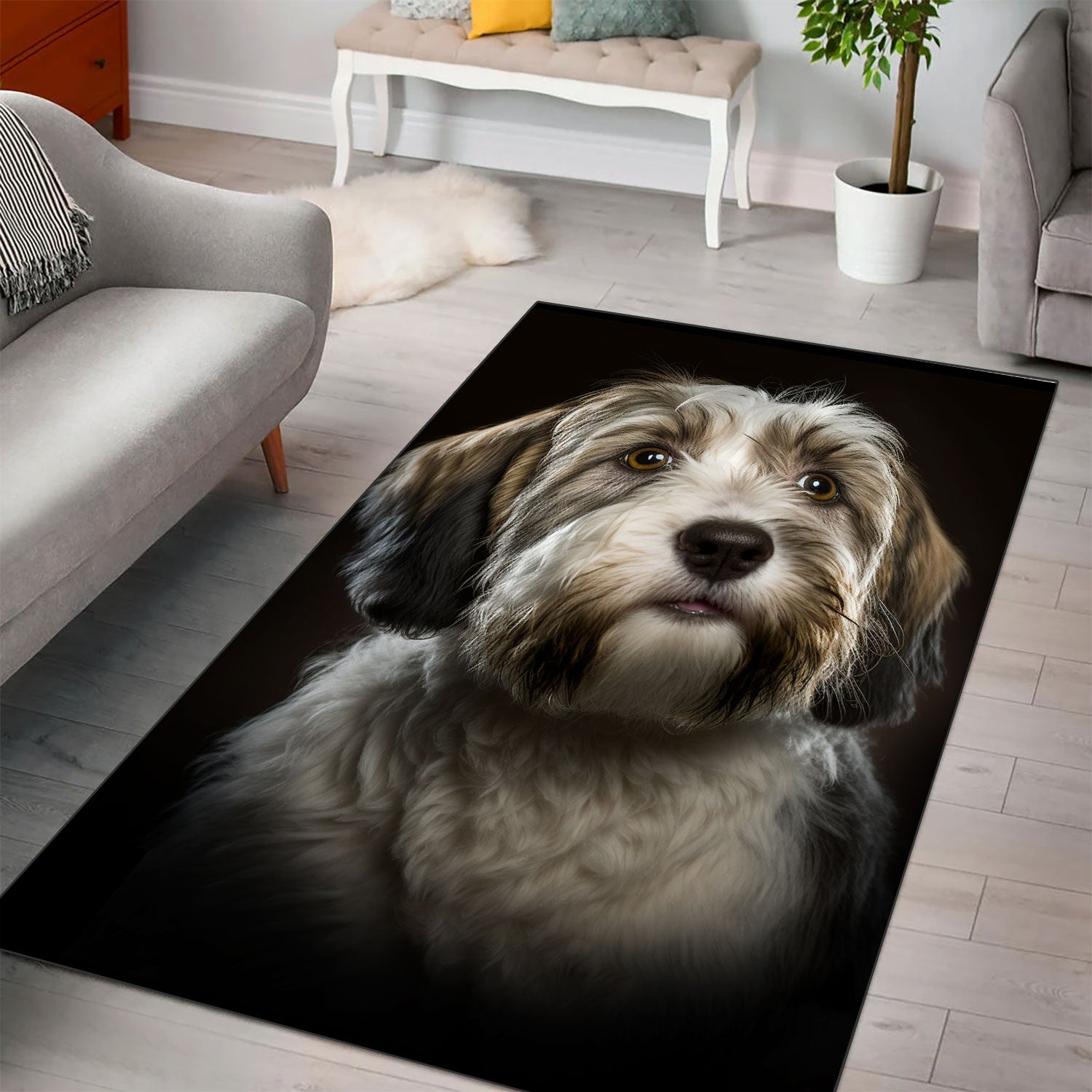 Petit Basset Griffon Vendeen 3D Portrait Area Rug