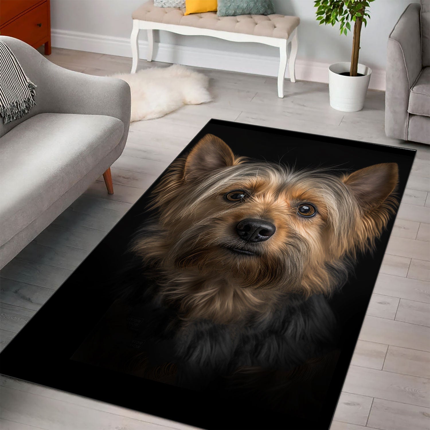 Silky Terrier 3D Portrait Area Rug