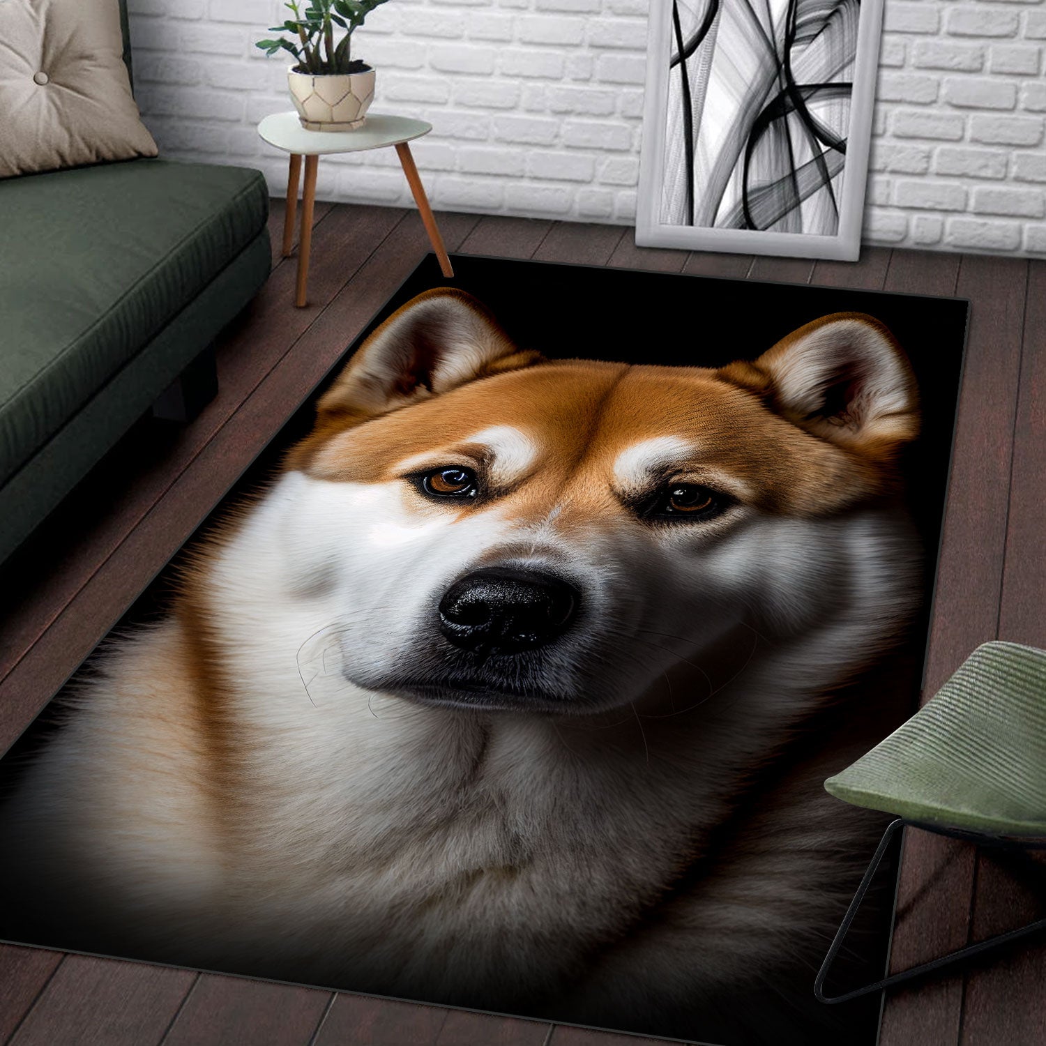 Akita Inu 3D Portrait Area Rug