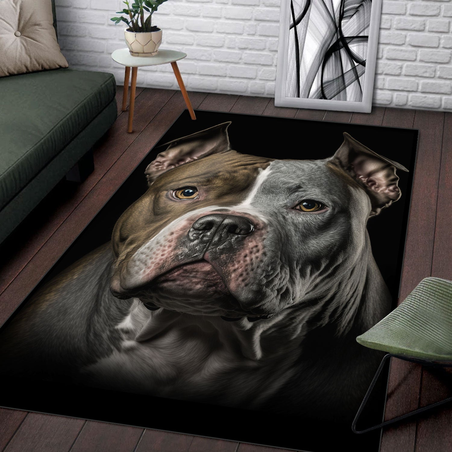 American Bully 2 3D Portrait Area Rug