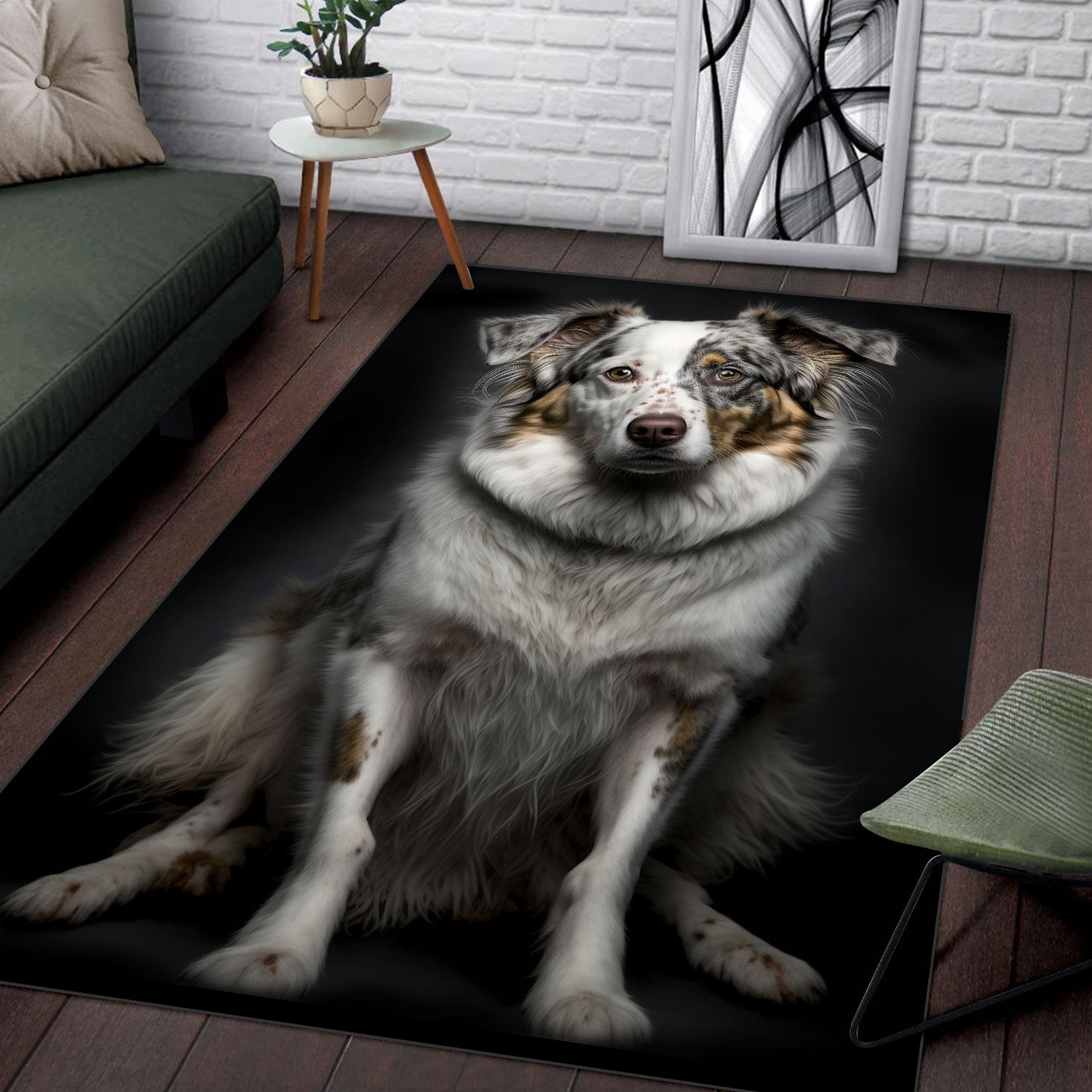 Australian Shepherd 3 3D Portrait Area Rug