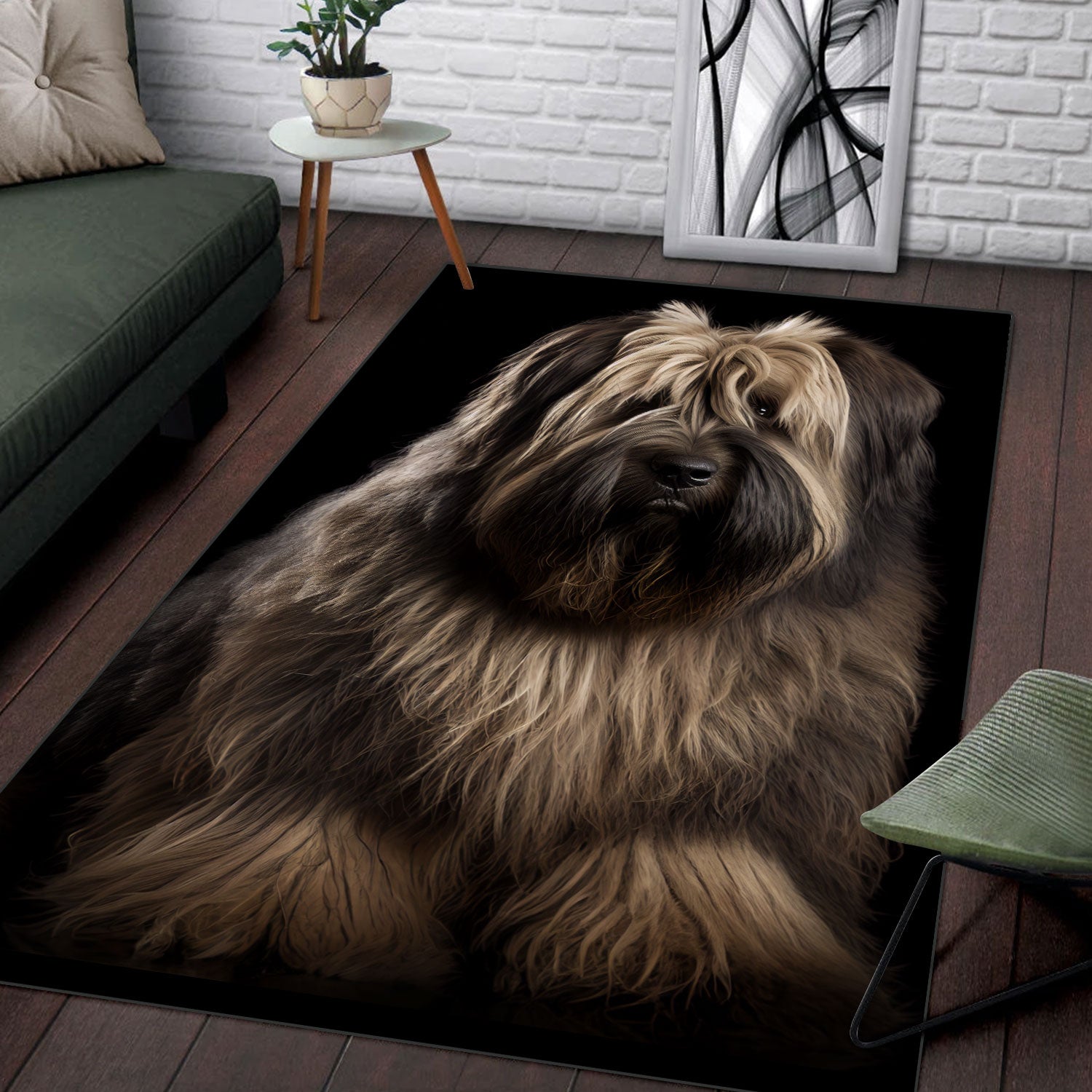 Briard 2 3D Portrait Area Rug