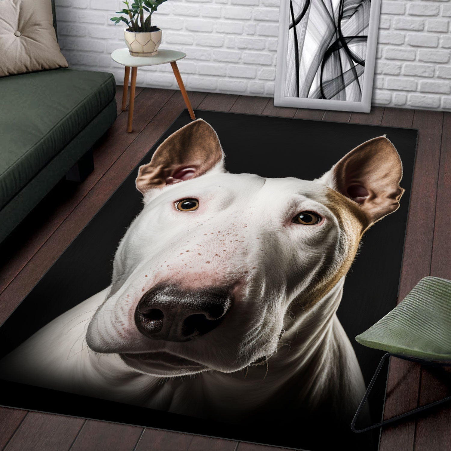 Bull Terrier 3D Portrait Area Rug