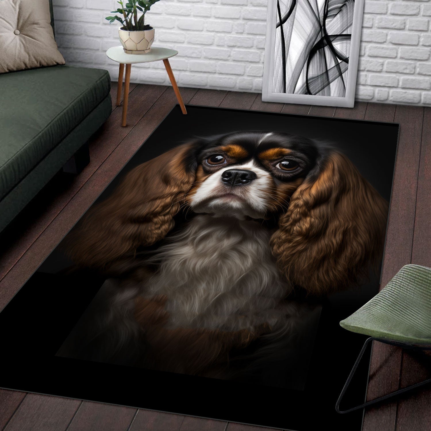 Cavalier King Charles Spaniel 3D Portrait Area Rug