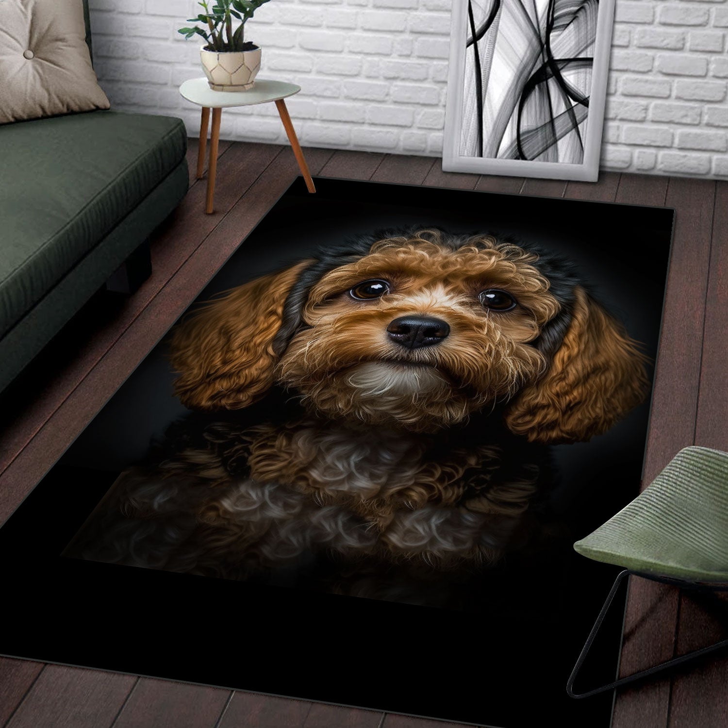 Cavapoo 3D Portrait Area Rug