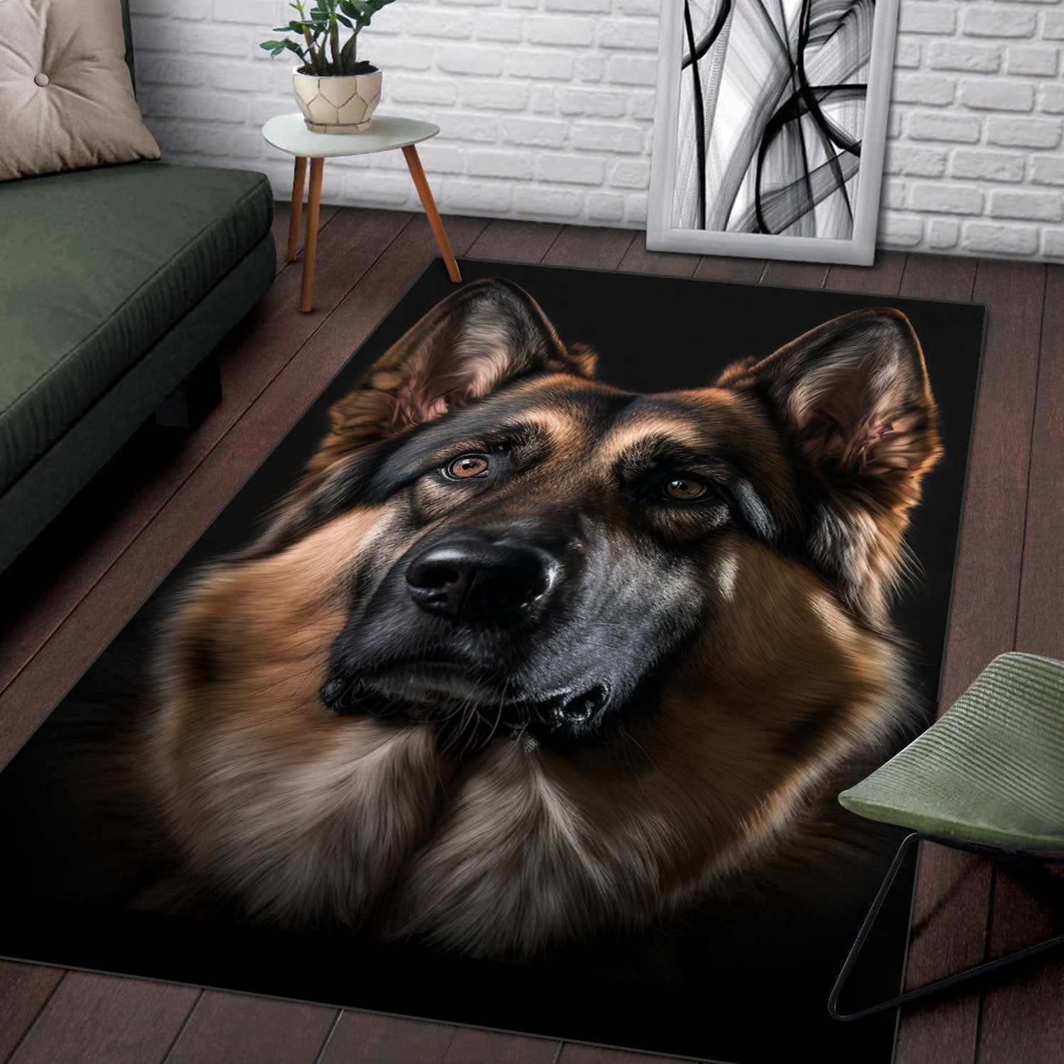 German Shepherd 3D Portrait Area Rug