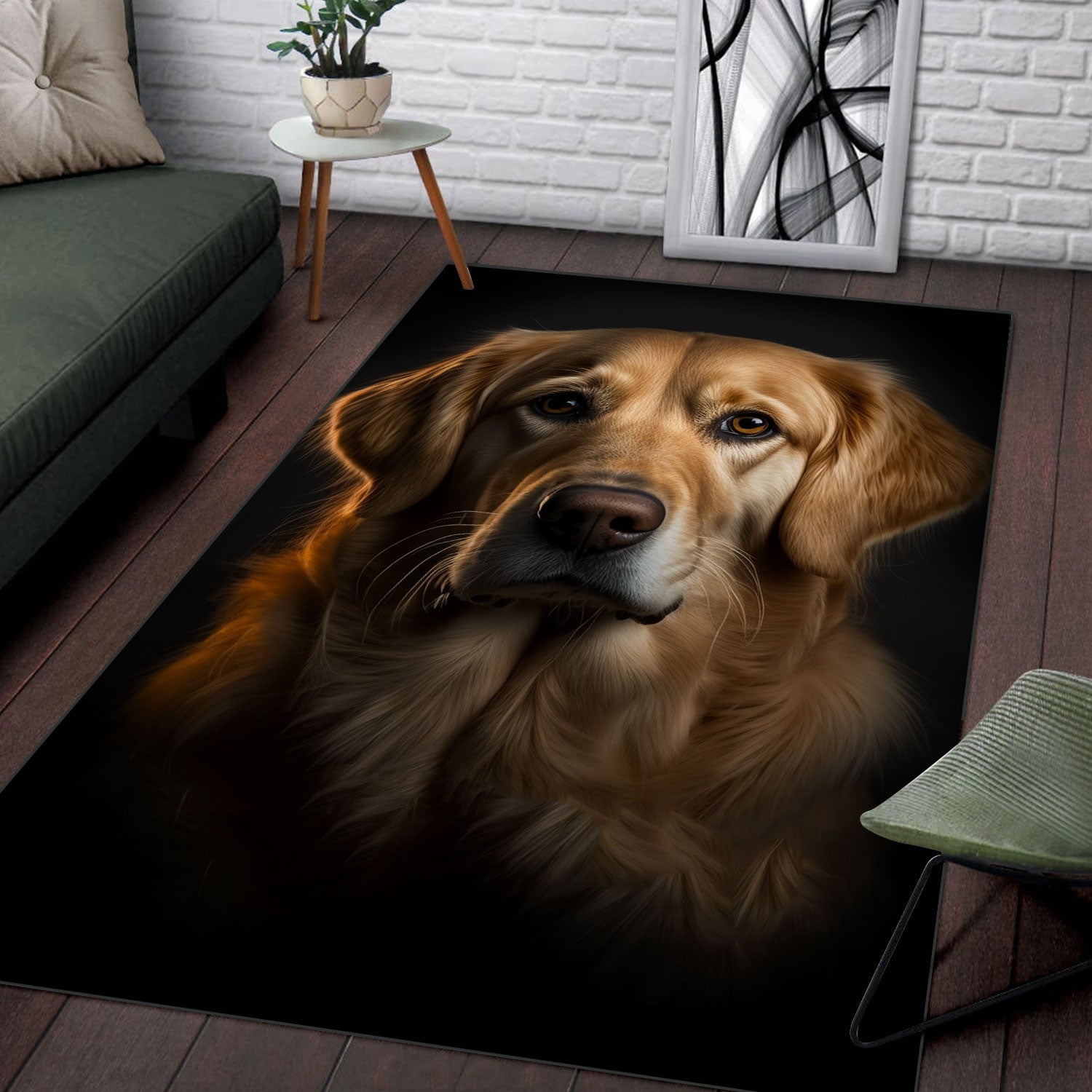 Golden Retriever 3D Portrait Area Rug