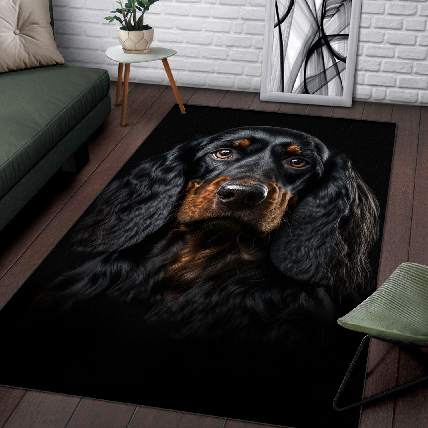 Gordon Setter 1 3D Portrait Area Rug