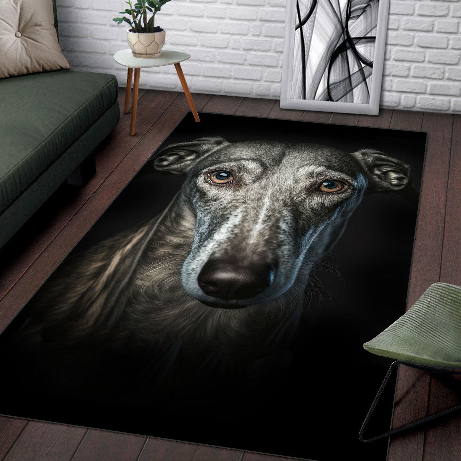 Greyhound 3D Portrait Area Rug