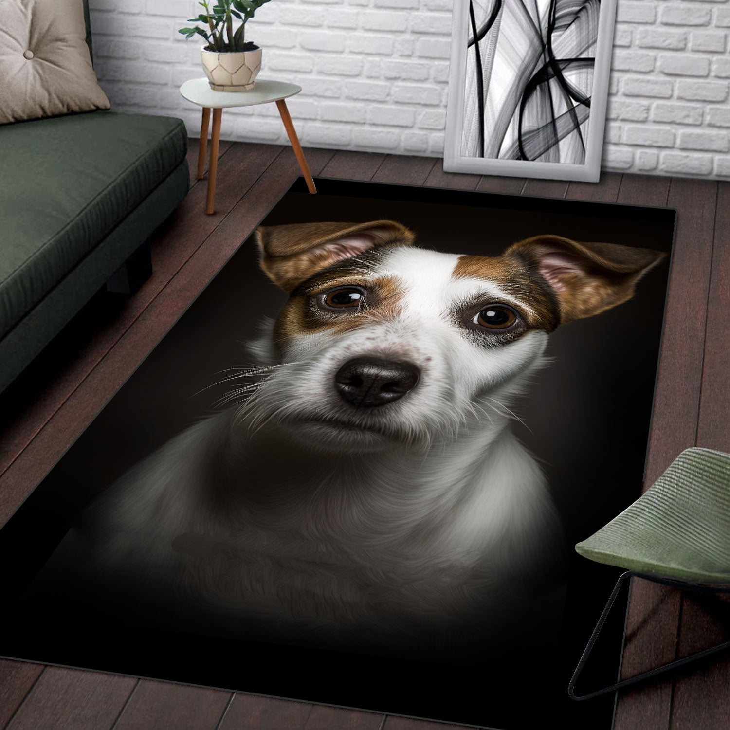 Jack Russell Terrier 3D Portrait Area Rug