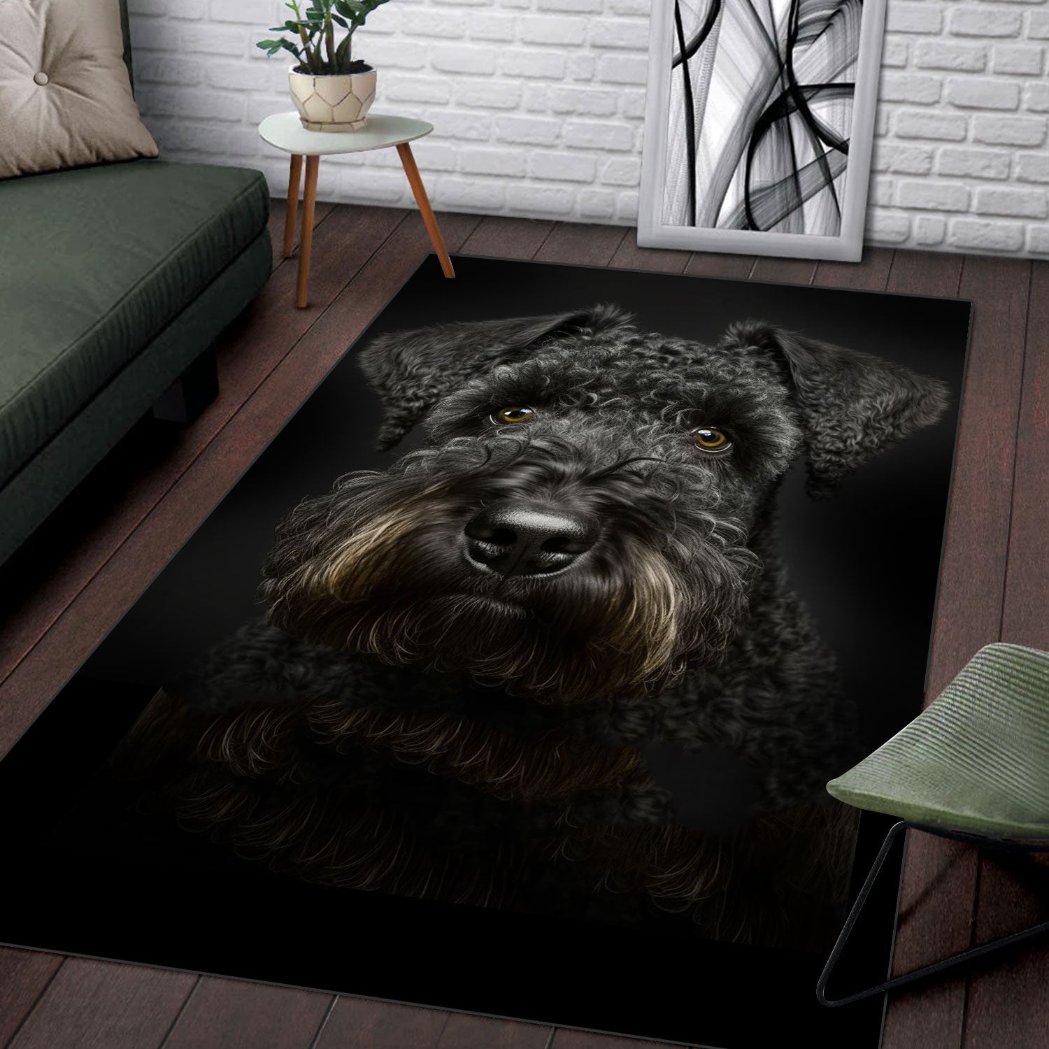 Kerry Blue Terrier 3D Portrait Area Rug