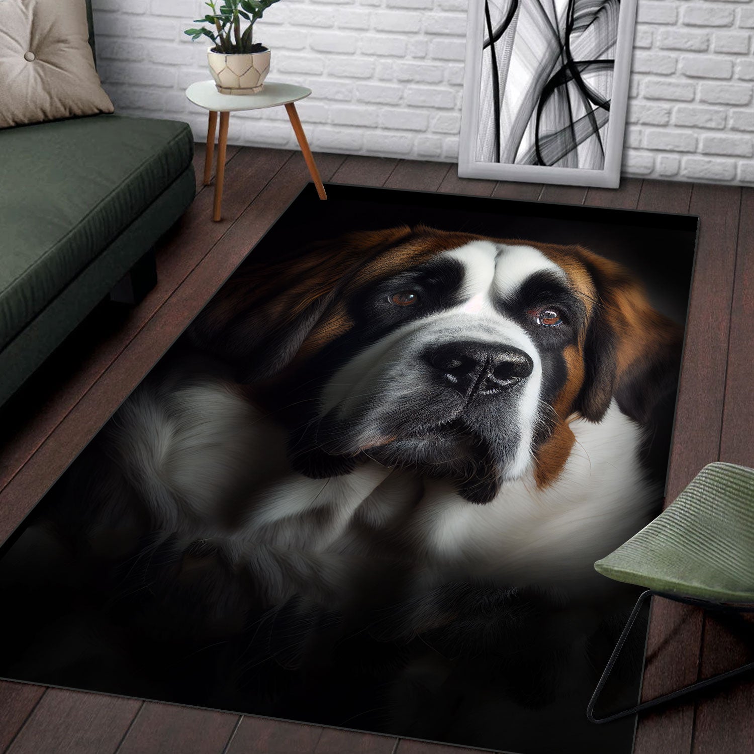 Saint Bernard 3D Portrait Area Rug