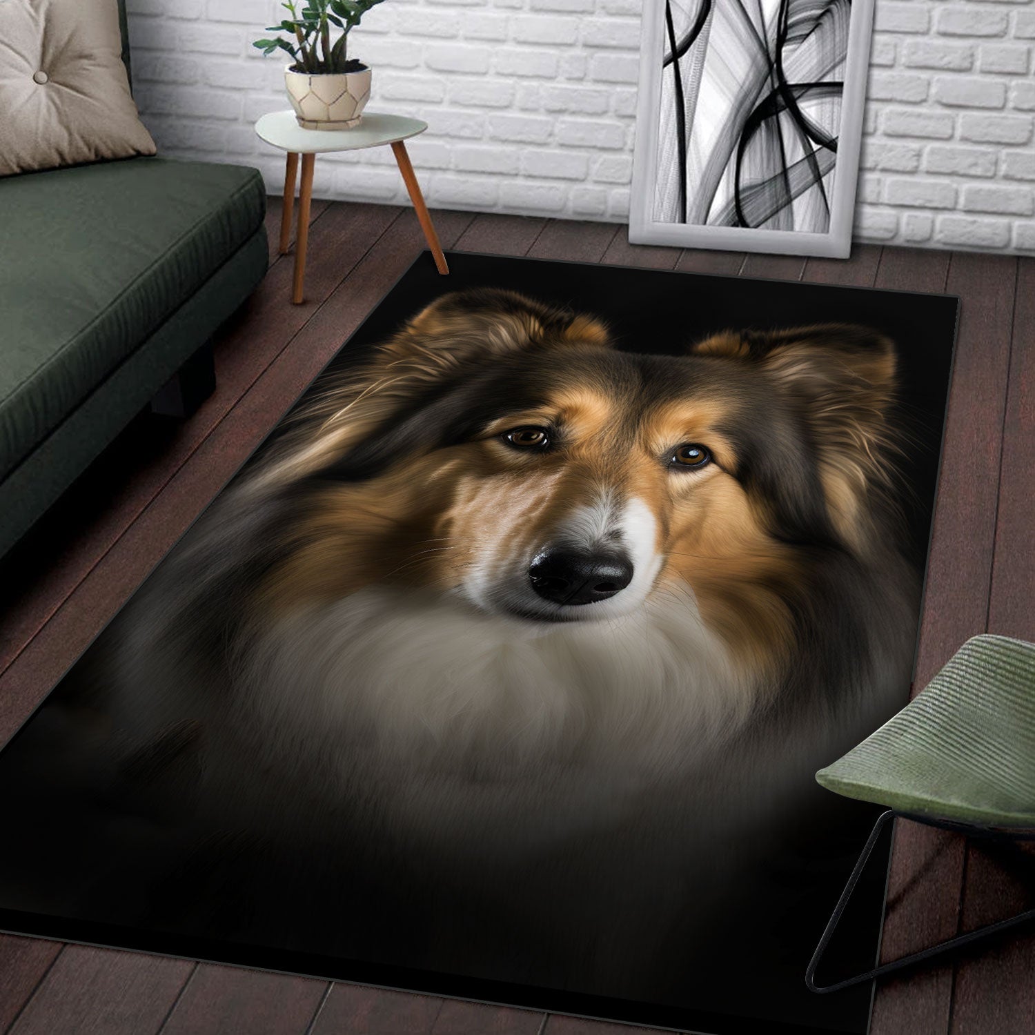 Shetland Sheepdog 3D Portrait Area Rug