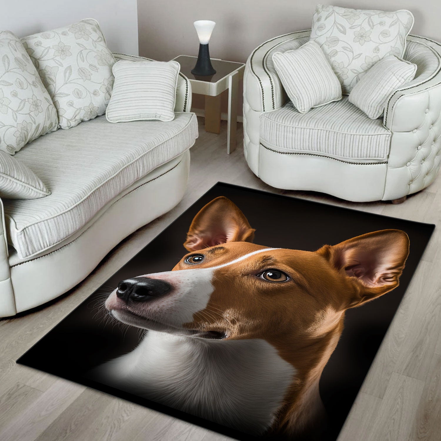 Basenji 3D Portrait Area Rug