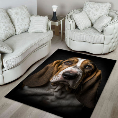 Basset Hound 3D Portrait Area Rug