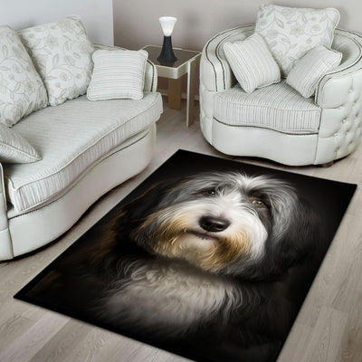 Bearded Collie 3D Portrait Area Rug