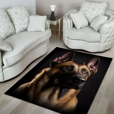 Belgain Malinois 3D Portrait Area Rug