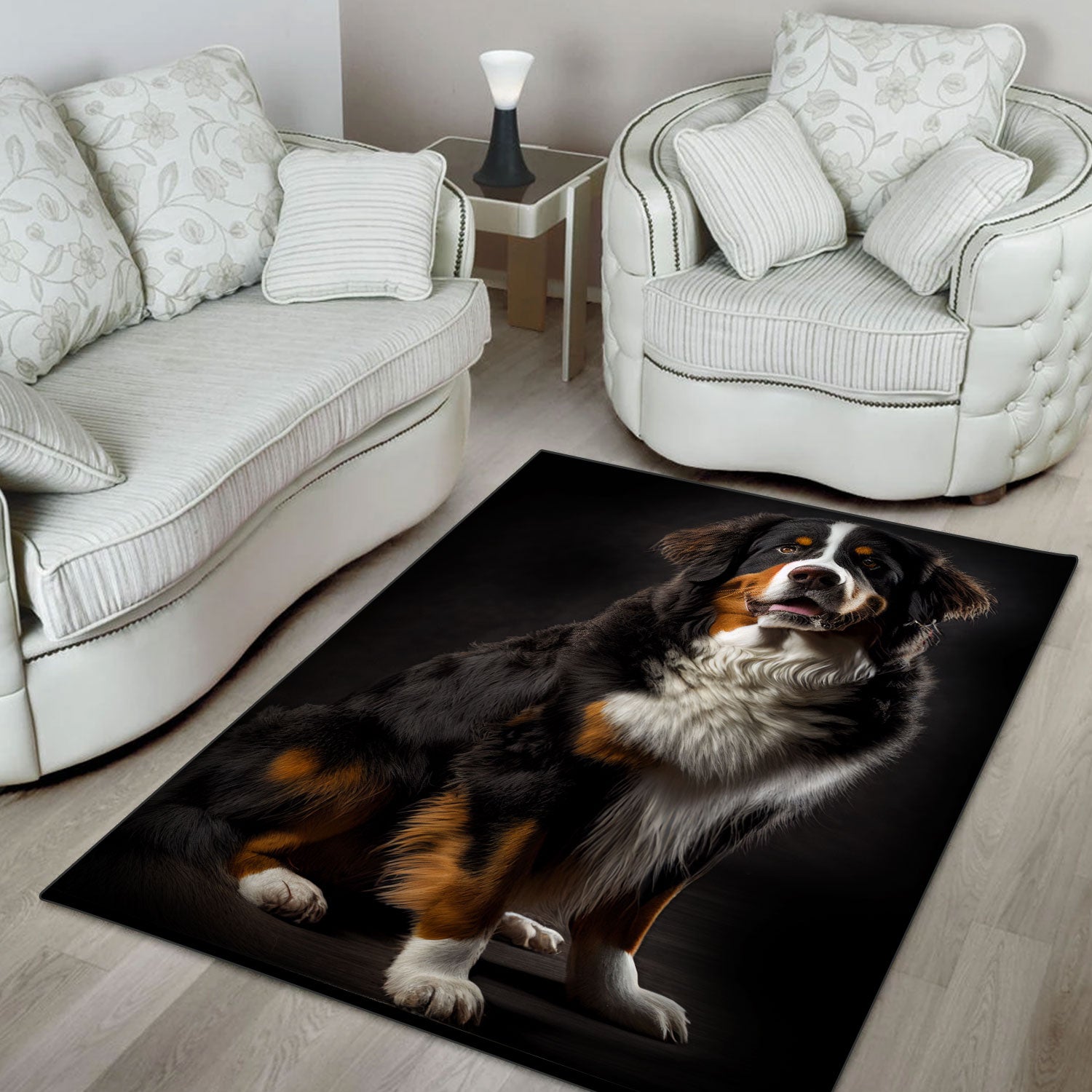 Bernese Mountain 3 3D Portrait Area Rug