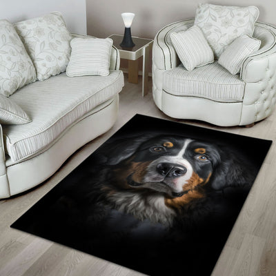 Bernese Mountain 3D Portrait Area Rug