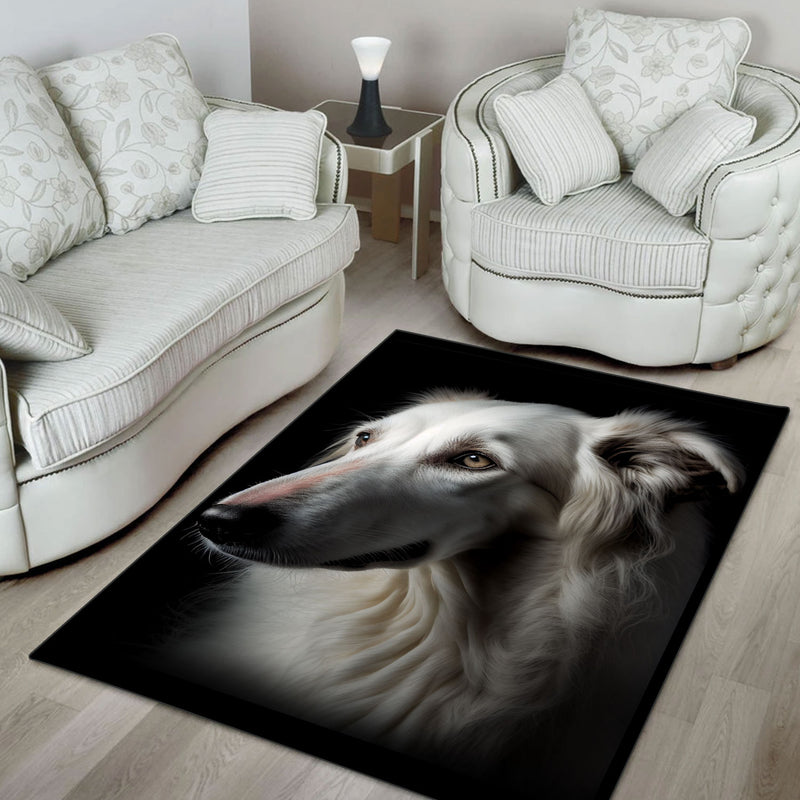 Borzoi 2 3D Portrait Area Rug