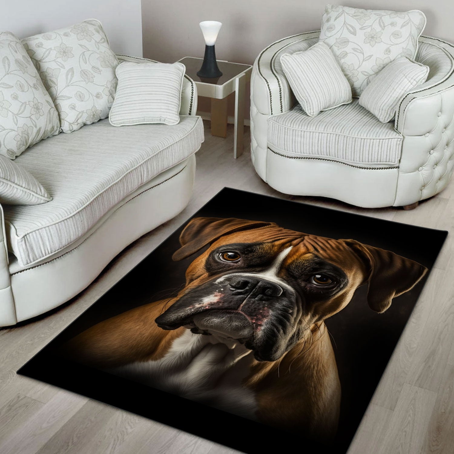 Boxer 3D Portrait Area Rug
