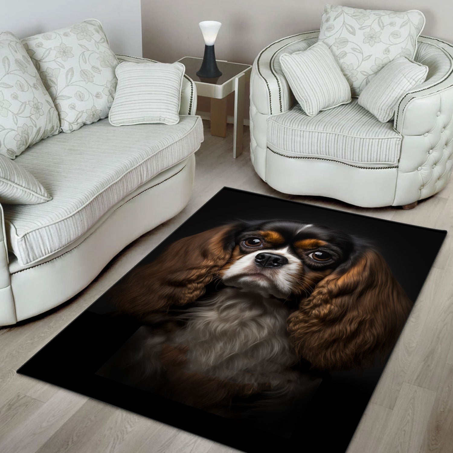 Cavalier King Charles Spaniel 3D Portrait Area Rug